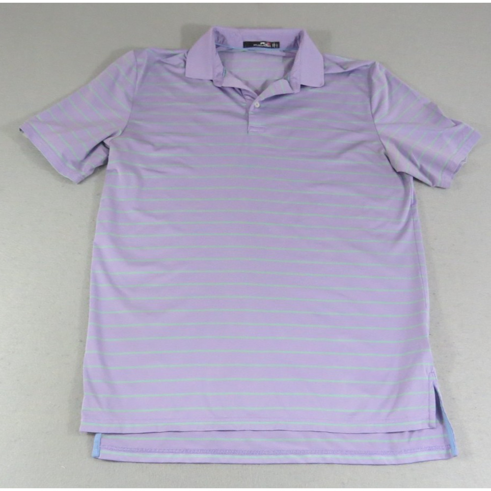 RLX Ralph Lauren Polo Shirt Mens L Purple Stripe Golf Performance Breatheable